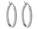 Simulated Crystal Hoop Earrings in Sterling Silver